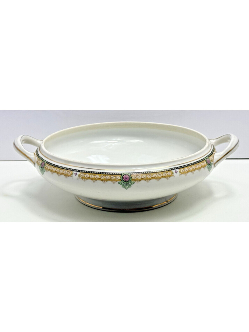 Vtg Limoges France Serving Bowl Console Franch Decor Handles Elite Works